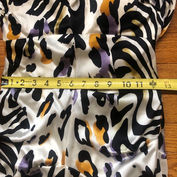 Cache SILK MIDI DRESS CAP SLEEVES BODYCON FIT PADDED BRA SEXY ZEBRA STRIPE SZ 2 - Picture 14 of 16